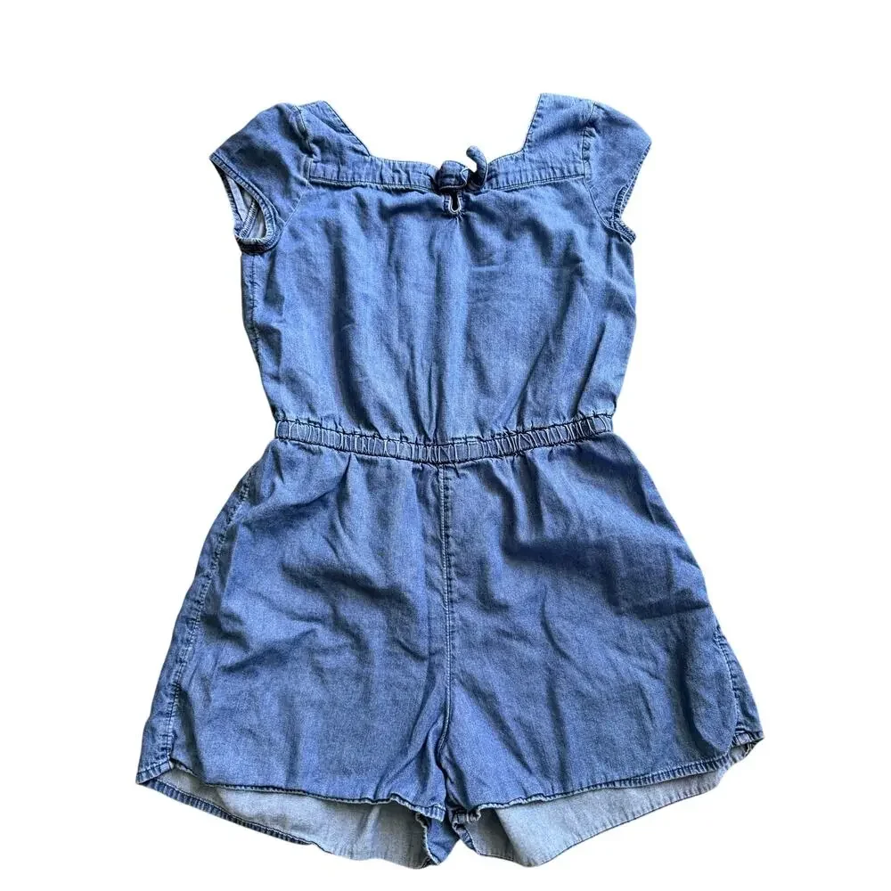 Old Navy Girls Chambray Romper with Cute Front Bow Detail